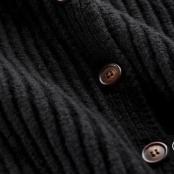 Goop G.Label - Maxine Oversized Black Wool Ribbed Winter Cardigan - Size XS US 2 - Picture 8 of 10